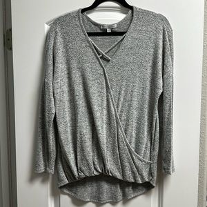 Green Envelope gray top with crossover detail